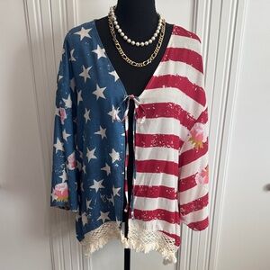 Tasha Polizzi American Beauty Red White and Blue‎ Kimono